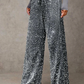 Women's Sequin Sparkle Wide Leg Pants with Elastic Waistband👖✨