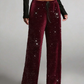 Women's Sequin Sparkle Wide Leg Pants with Elastic Waistband👖✨