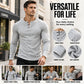 Casual, slim-fit men’s Henley T-shirt with rib-knit detailing