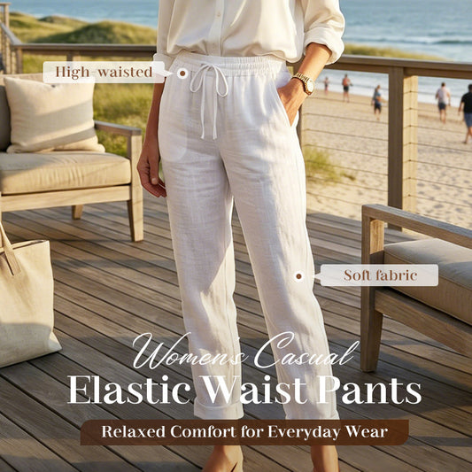 🌸Women's Elastic Waist Cotton Linen Casual Pants🍀