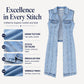 Women Sleeveless High Slit Denim Vest Dress Longline Jean Jacket