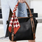 Elegant double-layer printed silk scarf, suitable for draping over handbags