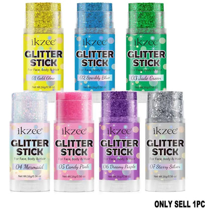 Glitter Stick, Body Glitter Gel for Face and Hair, Shimmering Mermaid Glitter with Chameleon Effect and Large Particles, Glowing Body Glitter Cosmetic, Festival Party Makeup Accessory