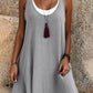 💃 Last Day Sale 50% Off 💐 Women's Casual Loose Sleeveless Fake Two Piece Tank Dress