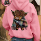 🔥 63% Off Today | Women's Highland Cow Fleece-Lined Hooded Sweatshirt