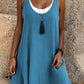 💃 Last Day Sale 50% Off 💐 Women's Casual Loose Sleeveless Fake Two Piece Tank Dress