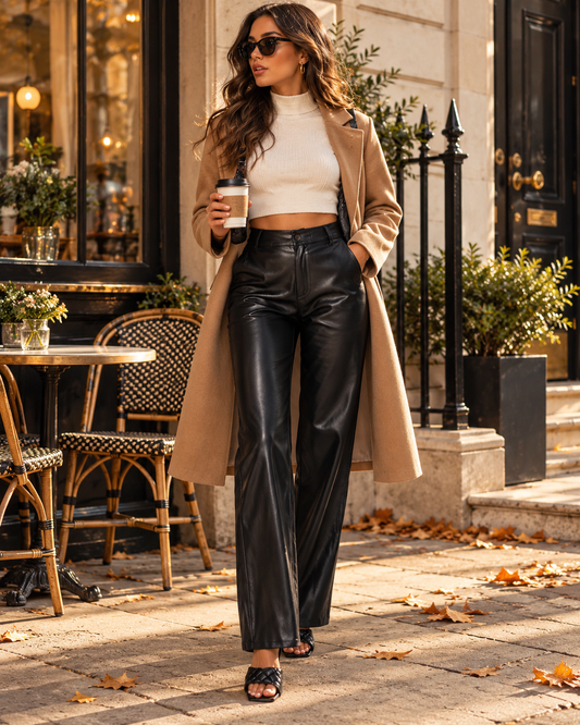 Versatile High-Waist Faux Leather Pants