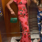 🖤 Black Friday Early Access: 50% OFF 🖤Cheongsam Style Rose Floral Print Tiered Flare Sleeve Stretch Maxi Dress