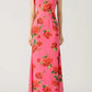 🖤 Black Friday Early Access: 50% OFF 🖤Cheongsam Style Rose Floral Print Tiered Flare Sleeve Stretch Maxi Dress