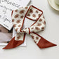 Elegant double-layer printed silk scarf, suitable for draping over handbags