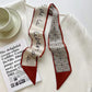 Elegant double-layer printed silk scarf, suitable for draping over handbags