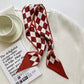 Elegant double-layer printed silk scarf, suitable for draping over handbags