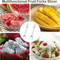 Watermelon Fork Slicer Cutter SlicerTool,2-in-1 Stainless Steel Fruit Cutter,Dual Head Fruit Forks Slicer Knife with Round Handle,Fruit Cutting Kitchen Utensils,Portable Modern.
