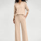 ✨ Women's Chic V-Neck 2-Piece Lounge Set – Relaxed Long-Sleeve Top, Flowy Wide-Leg Pants & Effortless Comfort for a Stylish, Put-Together Look at Home or On the Go! 🌸