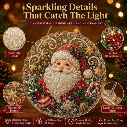 🎅🎄Christmas Pearl Diamond Art Hanging Ornament Kit | Resistant Non-Fading Pearl Beads DIY Handmade Holiday Hanging Decor 🎅💎