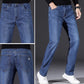 👖 Men's Elastic High Waist Straight Leg Jeans – Stretch Cotton, Breathable, Classic Fit ✨