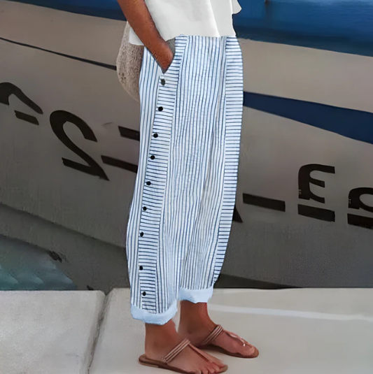 ☀️Spring Hot Sale 35% OFF!!🌿🌸Comfy Blue Striped Side Pocket Pants