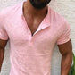 Men's T shirt Tee Henley Shirt Tee Solid Color Outdoor Daily Short Sleeve Button-Down