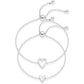 💕2PCS Matching Heart Charm Bracelet Set
