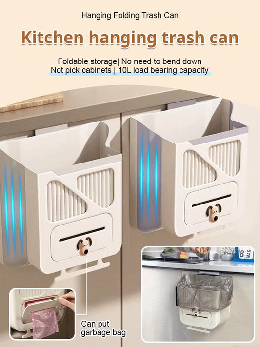 🗑️🕒Foldable Hanging Trash Can – Space Saving, Leak Proof & Easy to Clean🧼