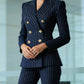 ⏳Time-Limited Special⏰Women's Pinstripe Double-Breasted Suit Set
