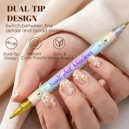 🥳2026 HOT SALE!!💞50K+ SOLD!✨💅🖌️Dual‑Tip Nail Art Pens