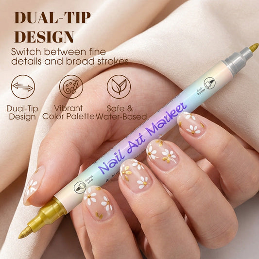 🥳2026 HOT SALE!!💞50K+ SOLD!✨💅🖌️Dual‑Tip Nail Art Pens
