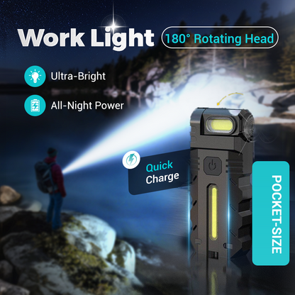 💎 180° Rotating Head LED Work Light – Dual Beam, Magnetic Base & USB-C Rechargeable