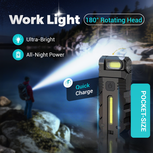 💎 180° Rotating Head LED Work Light – Dual Beam, Magnetic Base & USB-C Rechargeable