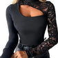 📢📢60% OFF !!!⏰Women's Asymmetrical Cutout Lace Sleeve Top