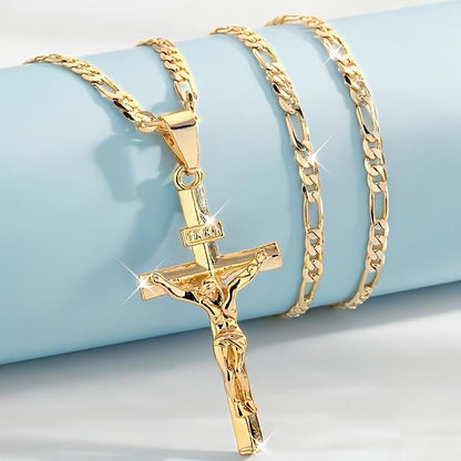 ✝️Necklace with gold crucifix pendant