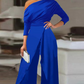 👗✨Women's Elegant One-Shoulder Jumpsuit – Wide-Leg Flow, Wrap Skirt Detail & Premium Breathable Fabric for a Chic Look 💃