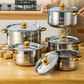 🍳🔥 5-Piece Stainless Steel Cookware Set with Glass Lids – Durable, Even Heat Distribution & Elegant Design ✨