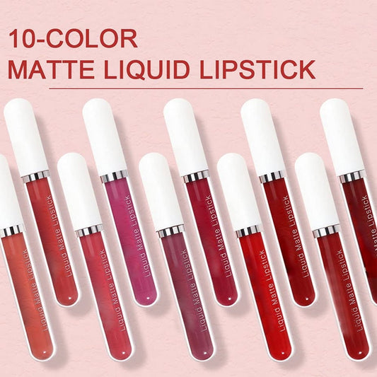 💝 10Pcs Matte Waterproof  Long Lasting Lip Gloss