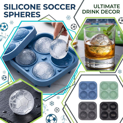📢Buy 2 Get 1 Free⏰ Silicone Soccer Ball Ice Cube Tray – 5.5 cm Cubes, Slow-Melting, Leak-Proof Design