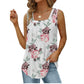 👕✨ Women's Square Neck Sleeveless Vest T-Shirt – Pleated Front, Flowy Fit, Versatile Style 🌸