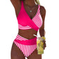 🏖️Summer Hot Sale !!⚡50K+ SOLD!🌞🌊Two-Piece Color Block & Stripe Bikini Swimsuit