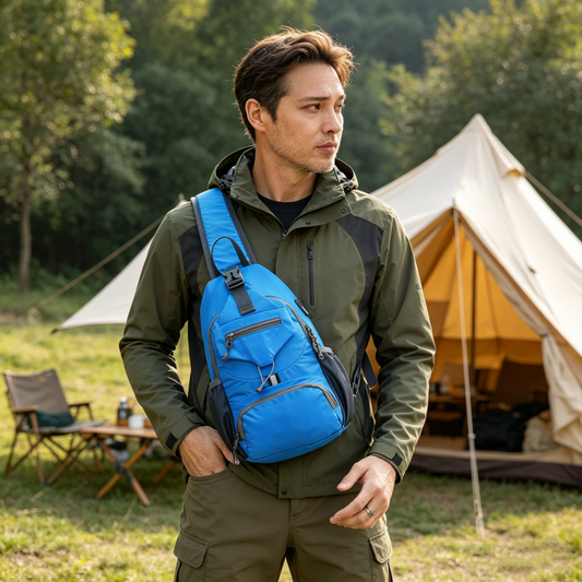 🎒✨ Unisex Outdoor Sling Bag – Multi-Pocket, Water-Resistant, Breathable Back 🌦️