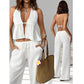 Women's Halter Neck Backless Two-Piece Set