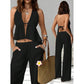 Women's Halter Neck Backless Two-Piece Set