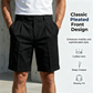 🩳 Summer Cuffed Shorts – Classic Pleated Style, Breathable Cotton.