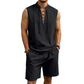🌴 50% OFF NOW!👕 Men's Linen Sleeveless Set – Top & Shorts with Lace-Up Design – Summer Essential 🌊