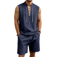 🌴 50% OFF NOW!👕 Men's Linen Sleeveless Set – Top & Shorts with Lace-Up Design – Summer Essential 🌊