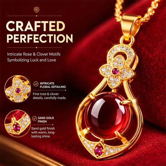 🔥2026 Hot Sale 50% OFF！！🎁Elegant Four-Leaf Clover Teardrop Necklace 14K gold plated, a symbol of good fortune,💎💖