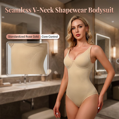 Seamless V-Neck Shapewear Bodysuit for Women