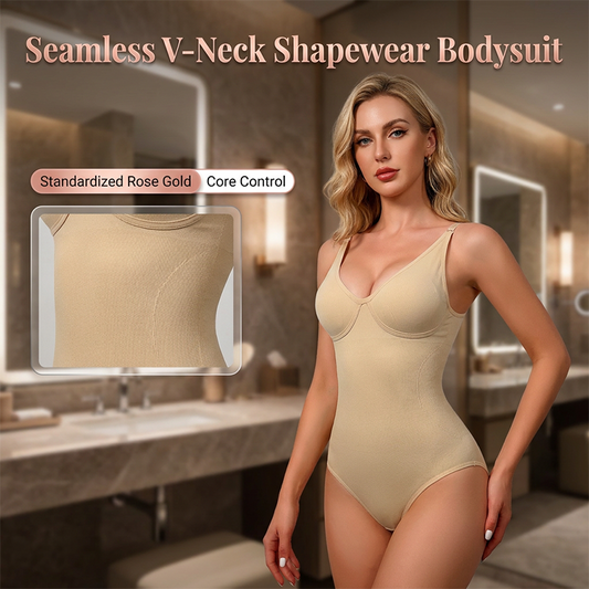 Seamless V-Neck Shapewear Bodysuit for Women