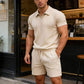 ⏰👕2026 HOT SALE – 50% OFF! 🔥Men’s Jacquard Two-Piece Loungewear Set✨Geometric Textured Knit Contrast Lapel V Neck🌿