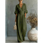 👗Women's V-Neck High Waist Wide Leg Jumpsuit – Flowy & lightweight – Flattering fit, perfect for summer events or resort wear – effortless elegance 🌸