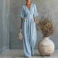 👗Women's V-Neck High Waist Wide Leg Jumpsuit – Flowy & lightweight – Flattering fit, perfect for summer events or resort wear – effortless elegance 🌸