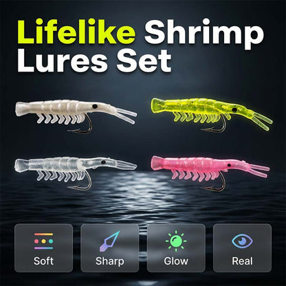 🌙✨50PCS Luminous Shrimp Lures – Glow in the Dark & Sharp Hooks 🦐🎣